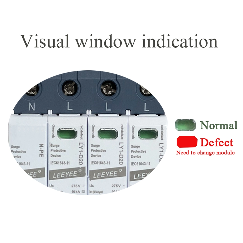 3p+N 20ka 275V AC SPD Dispositif de protection contre les surtensions sur rail DIN pour la protection contre la foudre.