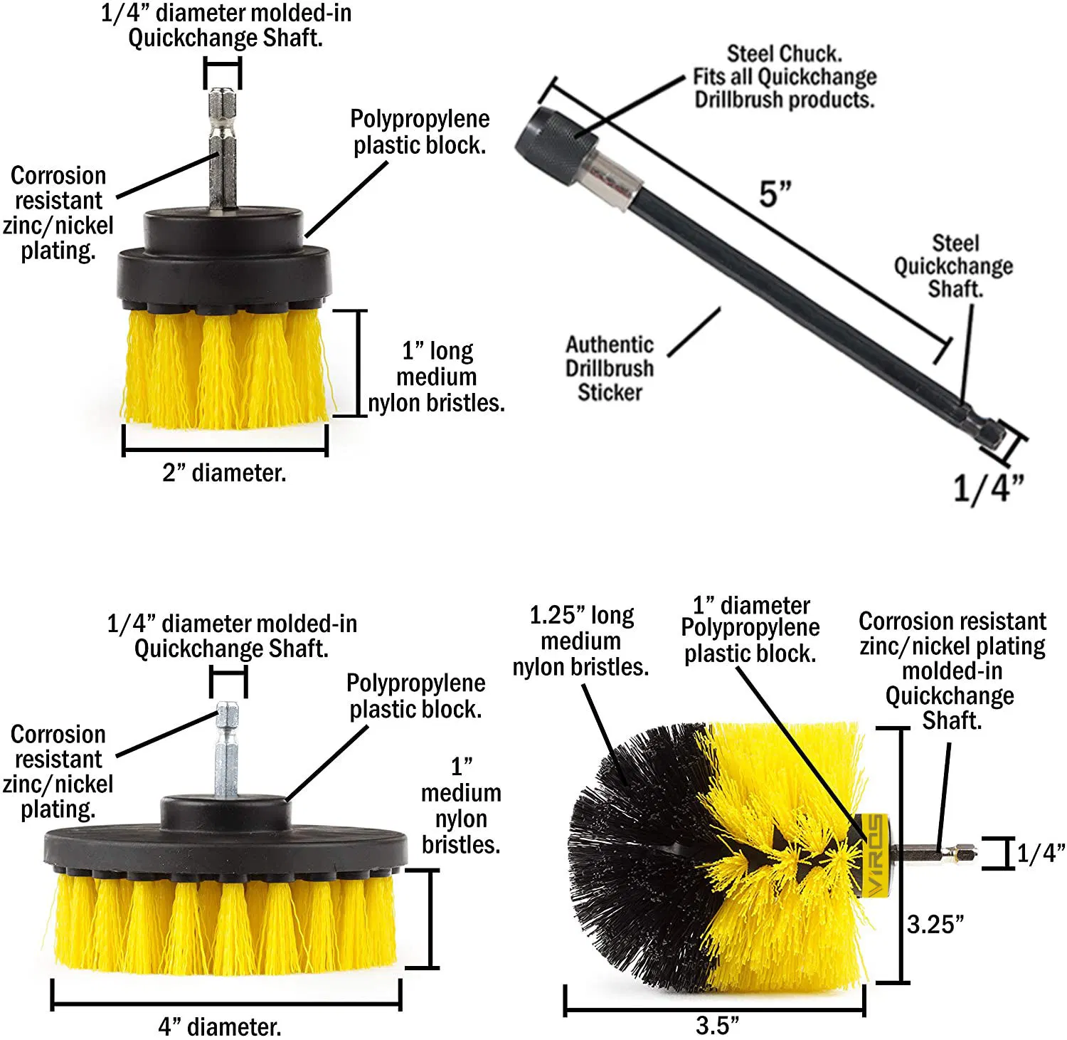 4pcs Badezimmer Bodenfliesen Küche Reinigung Power Drill rotierende Bürste Set mit Extend Electric Detail Reinigungsbürste