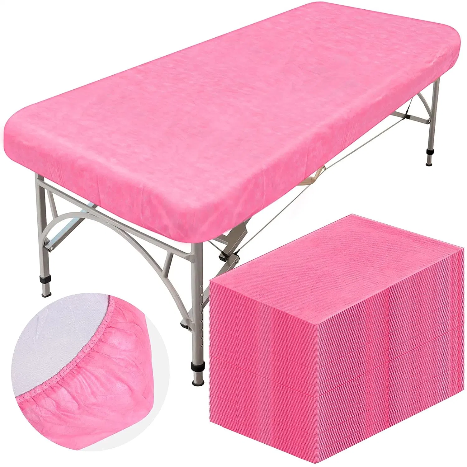 Folhas de mesa de massagem descartáveis SJ, tecido não entrançado, rosa, SPA Capas de cama respiráveis de alta qualidade