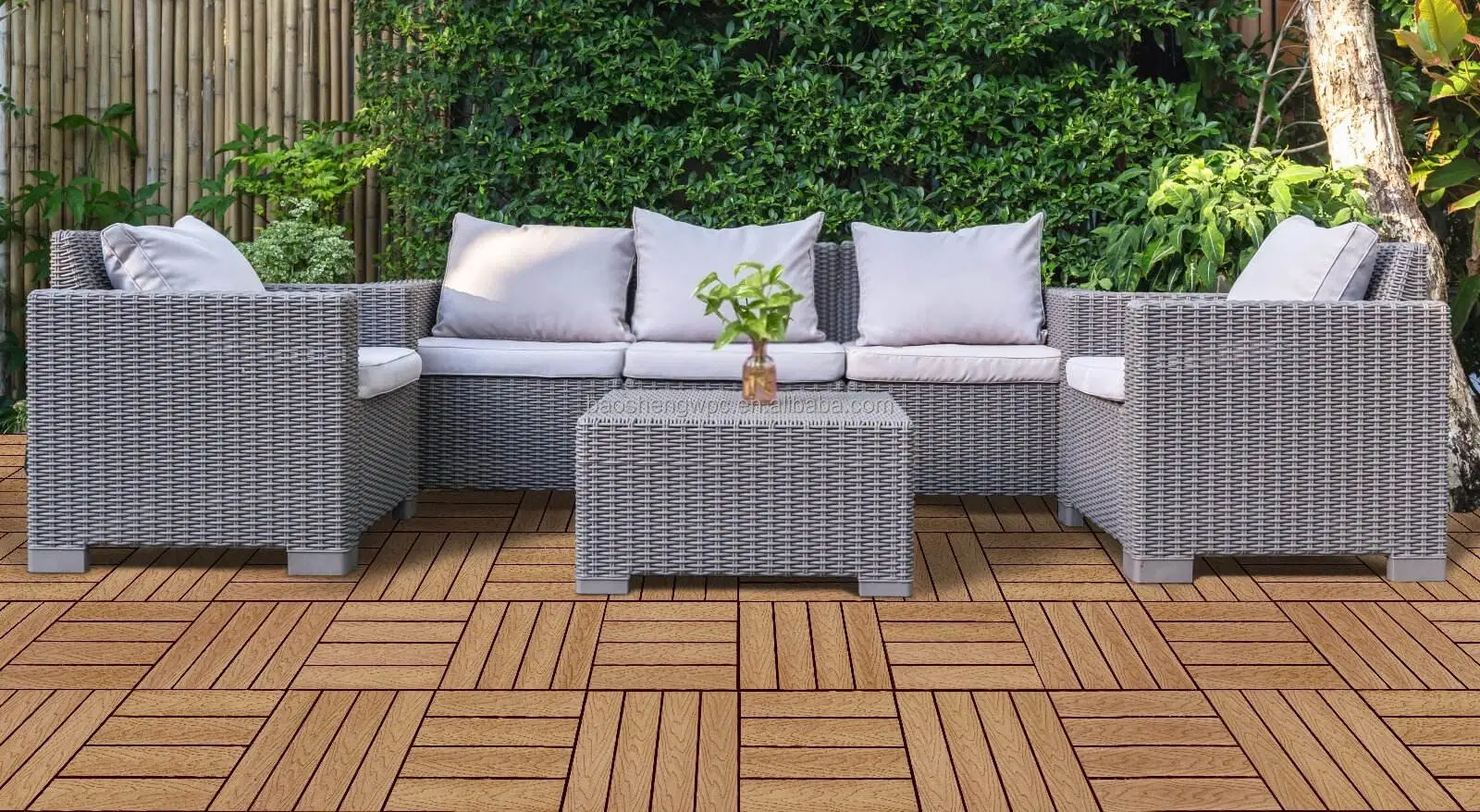 Factory Direct Decking Waterproof WPC Fluted Outdoor Decking Floor Double Sided Groove Engineered Flooring