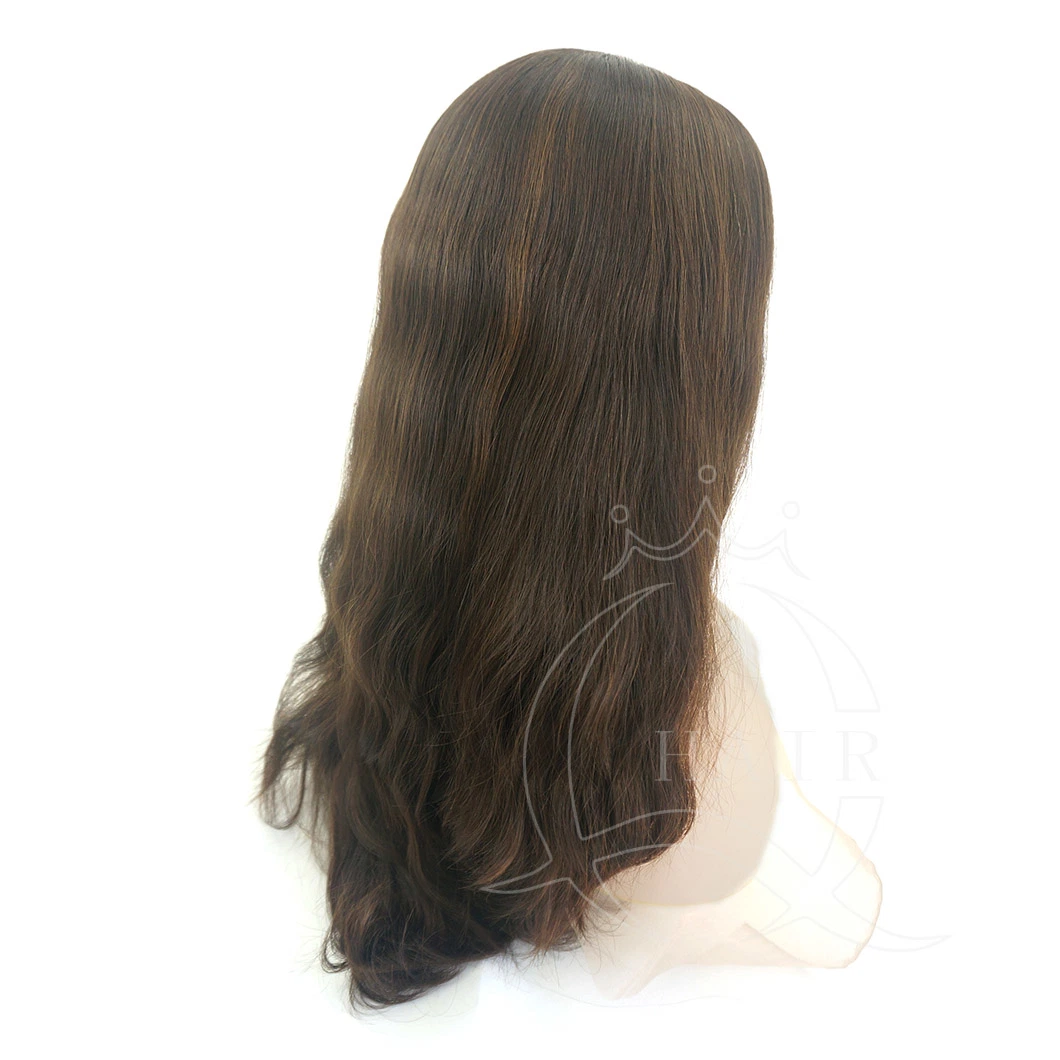 Women Sheitels 17inches Dark Brown Color Heavy Density Wigs Natural Wave Silk Top Wigs Jewish Wigs Perruque Kosher Wigs Culture Wigs Custom Wigs