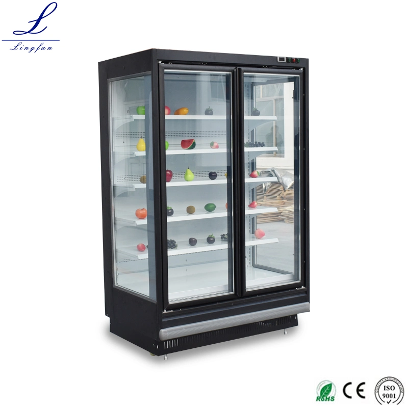 Glass Door Supermarket Diary Beverage Cold Storage Drinks Display Upright Cooler