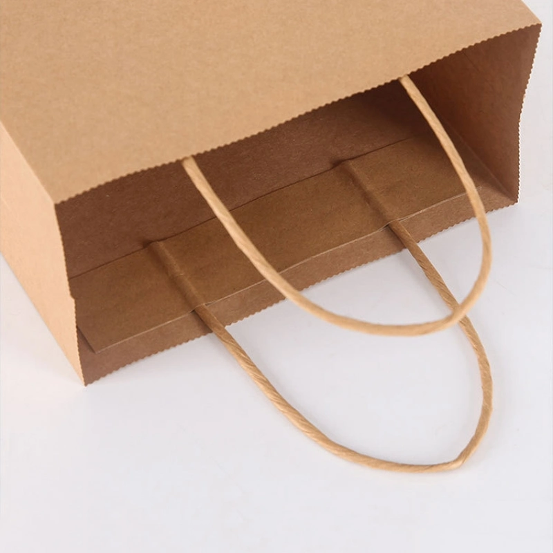 Custom Logo Brown Kraft Paper Bags with Rope Handle Custom Logo Paper Bag