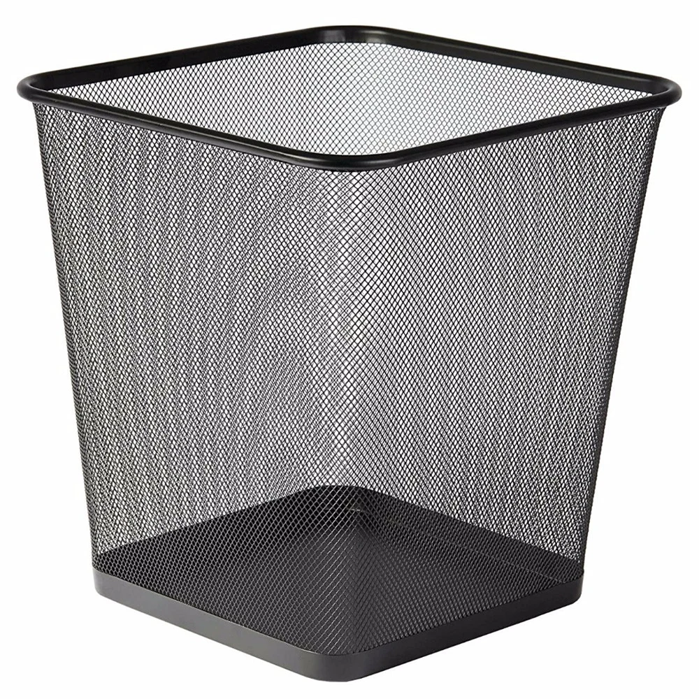 Office Metal Trash Can Wastepaper Basket Dustbin