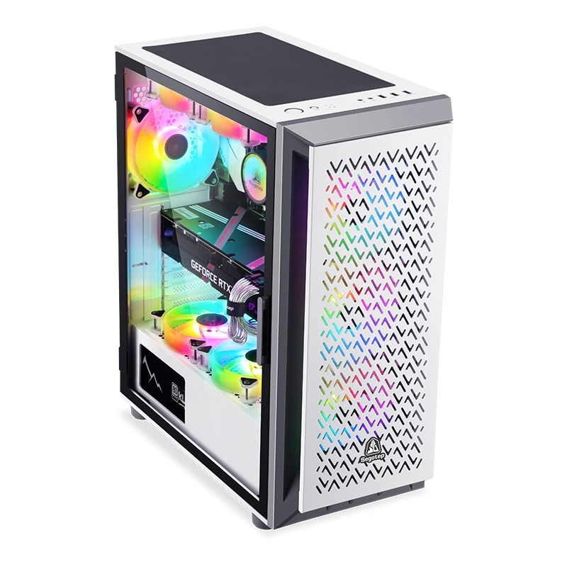 Segotep Gank 2, New Arrvial Liquid Cooler ATX Gaming Computer Case PC Cases, Good Airflow Panel Design Segotp Black/White Case