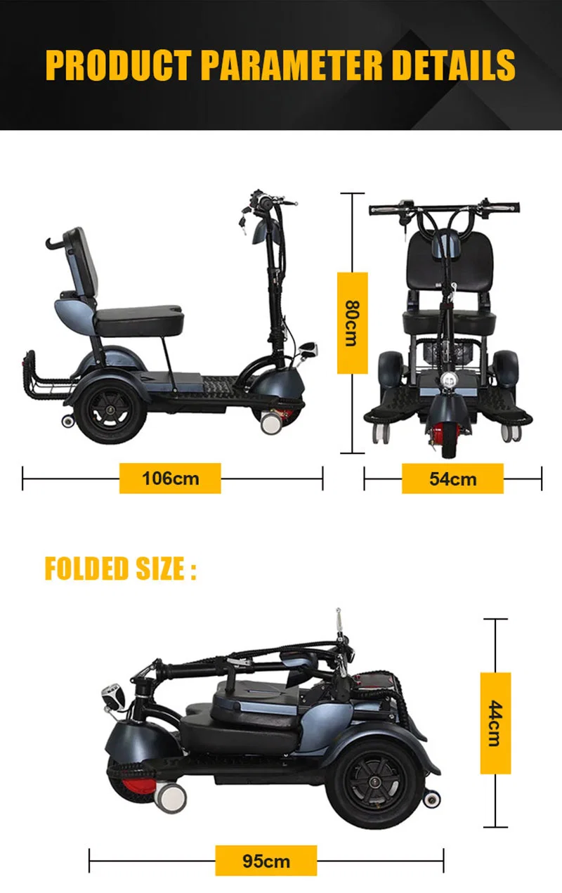 12ah Lead Acid 201-500W Topmedi 1 Piece/CTN 3 Wheel Electric Scooter