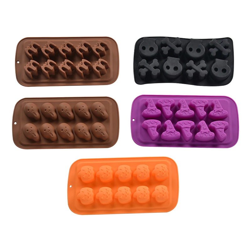 Halloween Chocolate Silicone Mold Pumpkin Skull Bat Ice Cube Custard Pudding DIY Candy Baking Mold