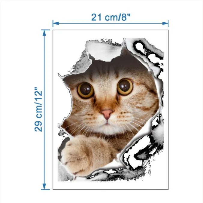 New Creative 3D Three-Dimensional Cat and Dog Broken Wall Decoration Toilet Toilet Toilet Cover Notebook Sticker Wall Sticker