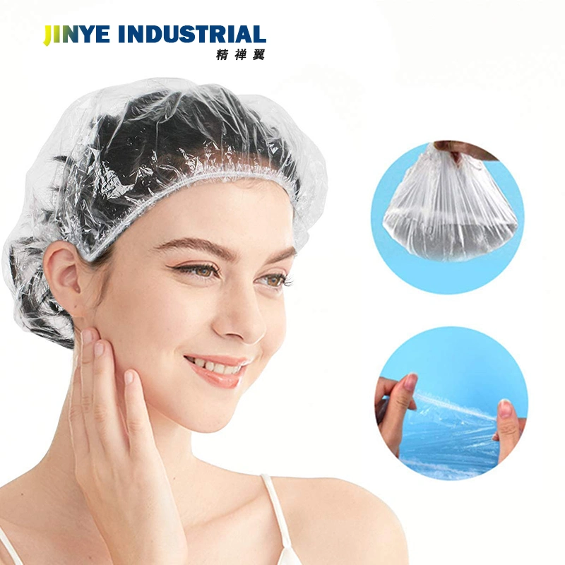 Disposable Plastic PE Strip Shower Cap for Hotel