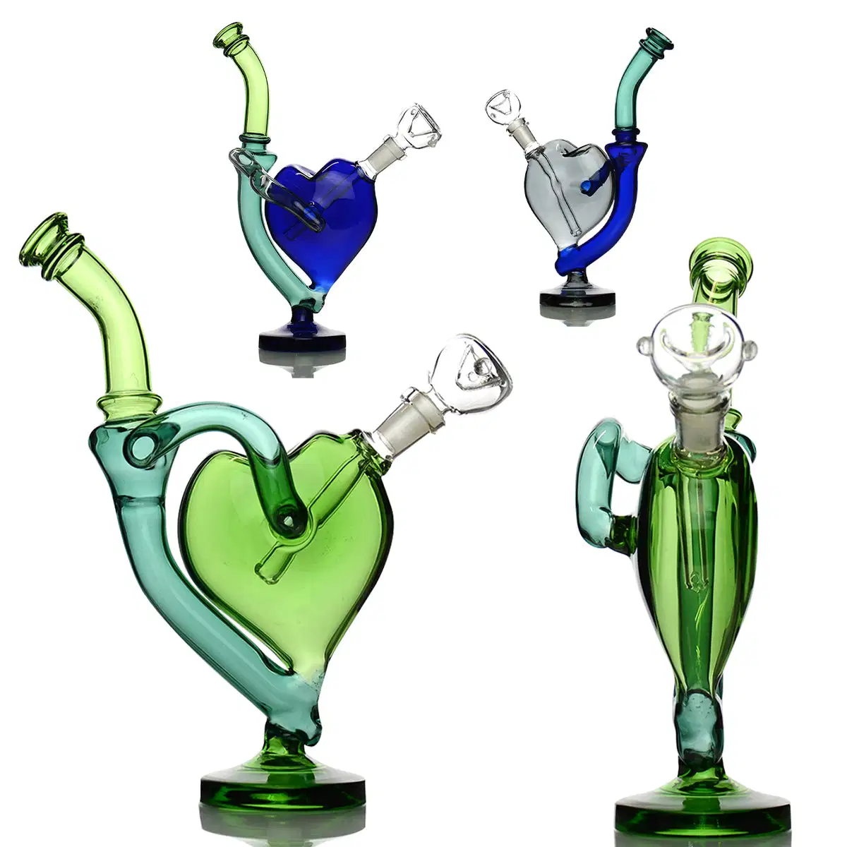 Diseño de corazón reciclado de 9" con un encendedor de cuenco macho Hookah de 14mm