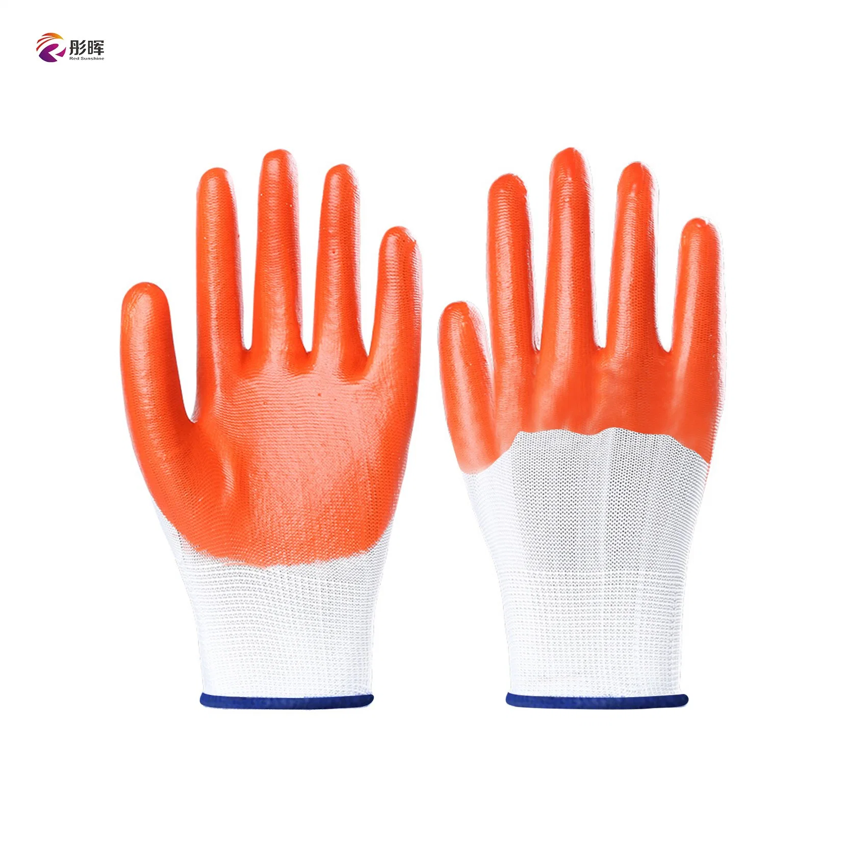 China Wholesale Heavy Duty Industrial Oil-Resistant Cotton Lining Orange PVC Rubber Fully Coated Safety Work Glove
