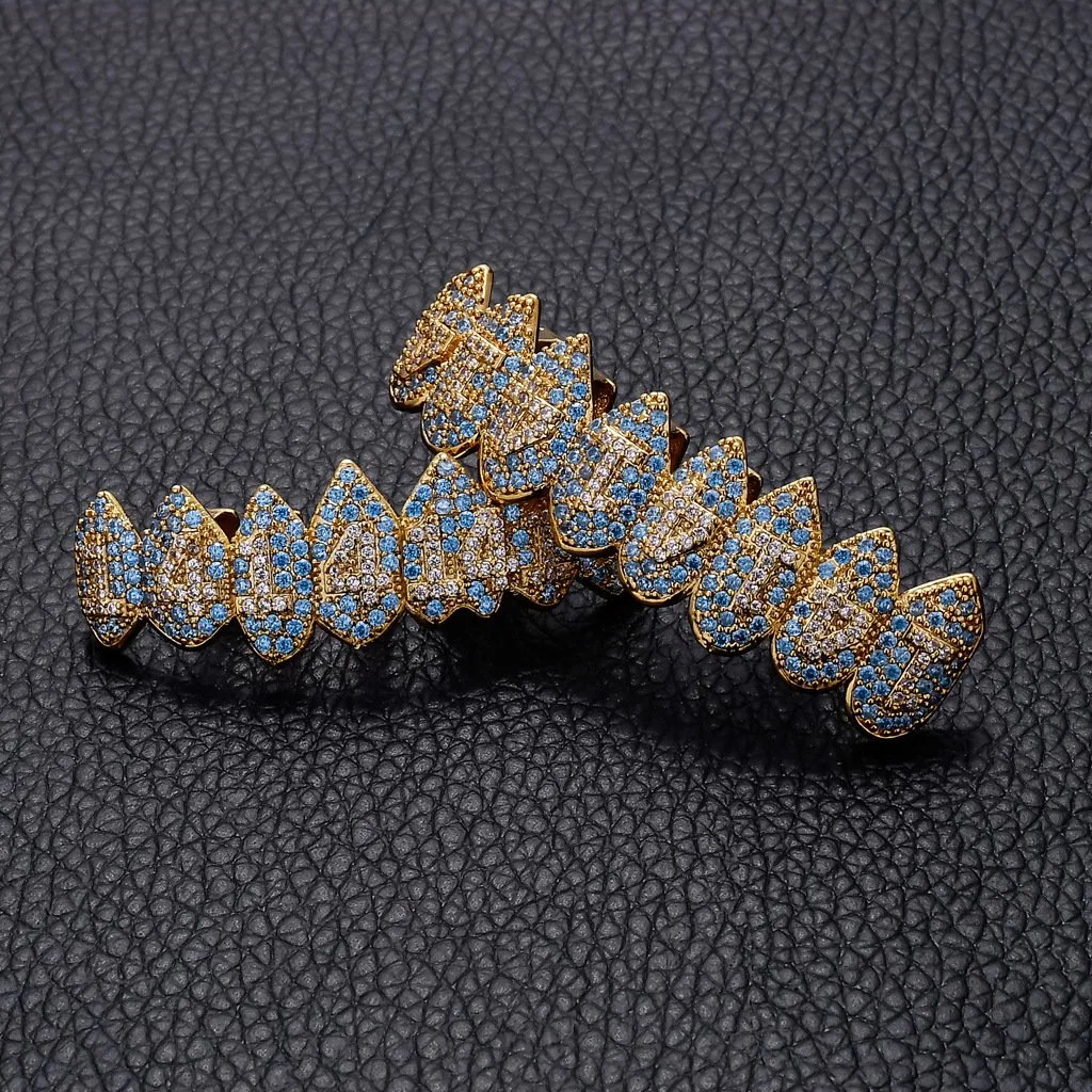 8 Garras Zircon Grillz Vampiro Ouro escoras de Hip Hop do Dia das Bruxas