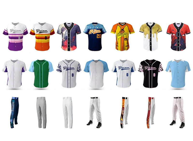 Broderie cousu jeunesse col V anges vierges de gros de sublimation Mens plaine de maillage personnalisé Baseball Jersey Chemises