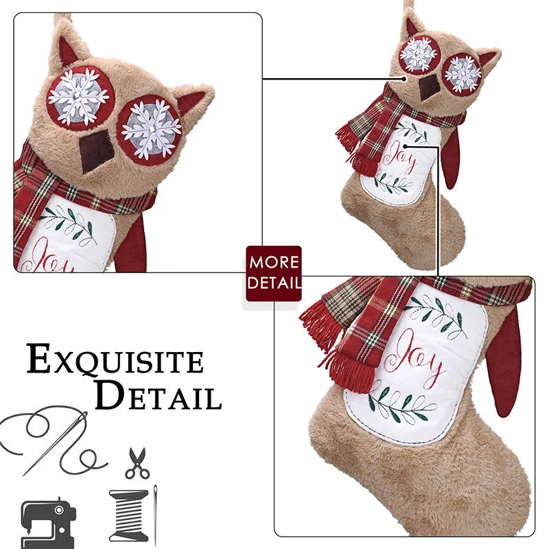 Plaid Cat Christmas Stocking Socks Xmas Pets Red White Candy Gift Bags