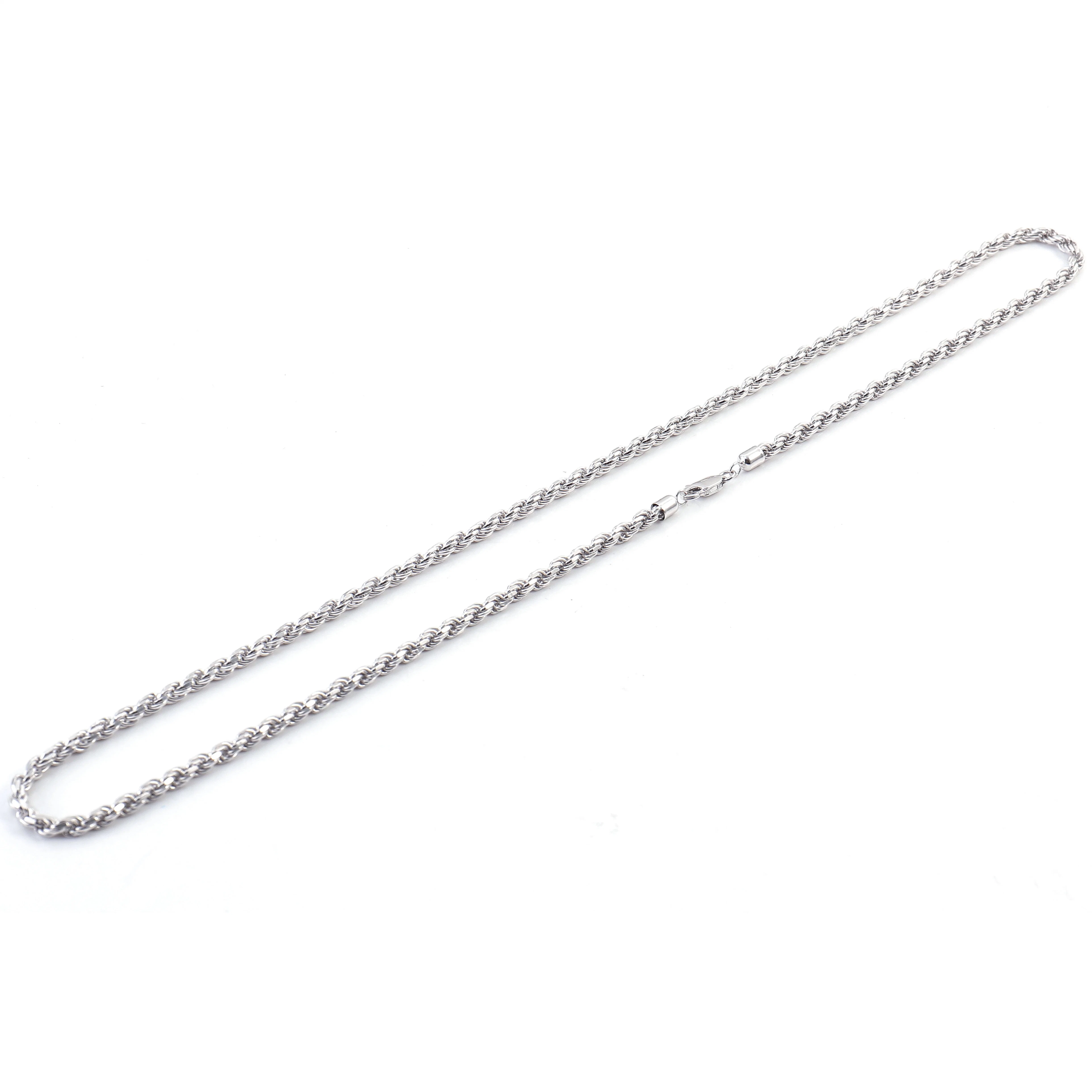 Wholesale Iced out Sterling Silver Rope Chain Pendant Necklace 4mm Width 925 Sterling Silver Rope Chain