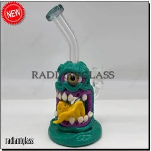 Height 9.8 Inches 3D Hand Painting Glass Smoking Water Pipe in Stock Wholesale