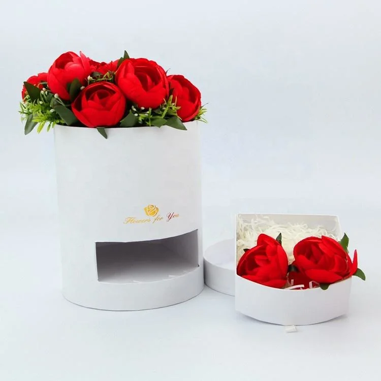 Custom Drawer Style with Ribbon Cylinder Packaging Box for Rose Flower