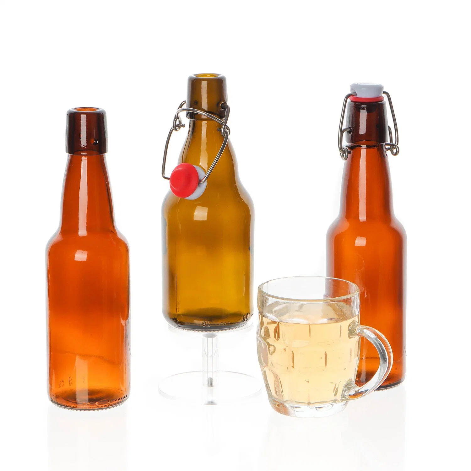 500ml Pop Swing Top Glass Beer Bottle with Airtight Rubber Seal Flip Caps