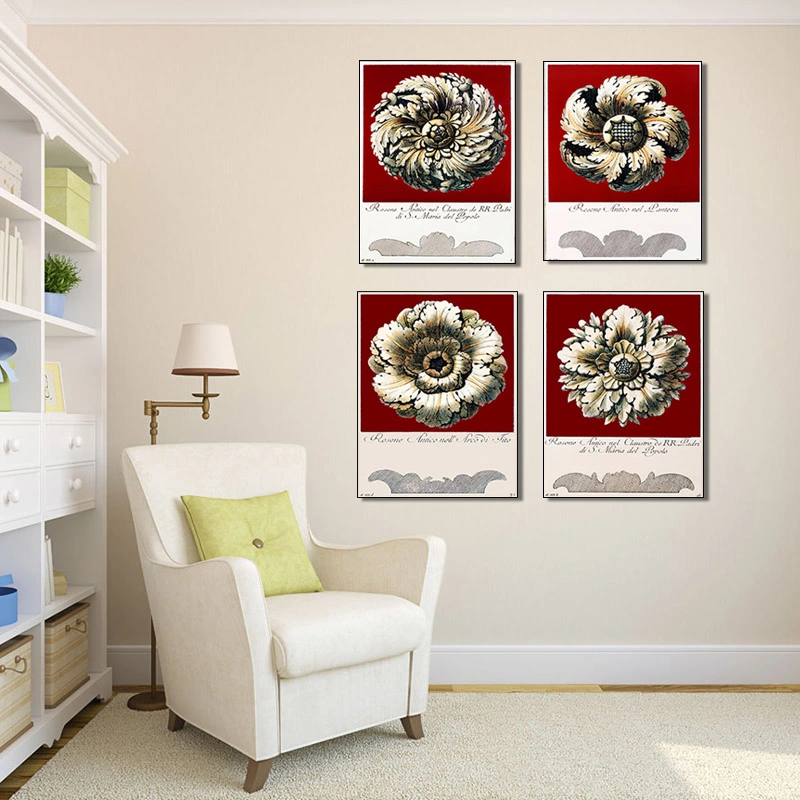 Different Metallic Effect Flower Canvas Painting