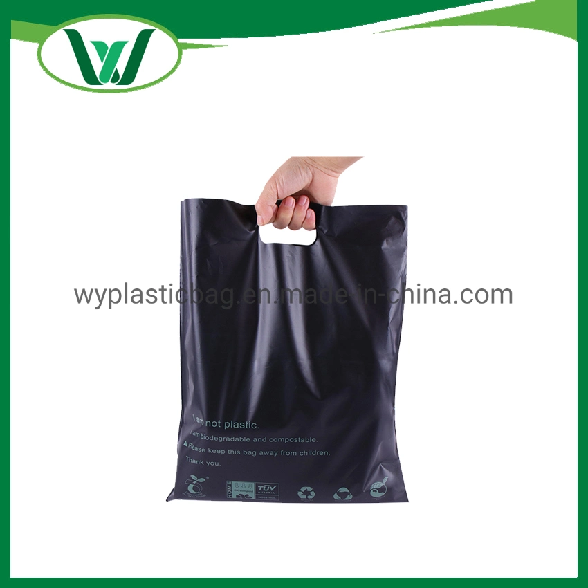 Promotional Boutique Black Custom Die Cut Handle Gift Plastic Shopping Bags for Clothes with Logo