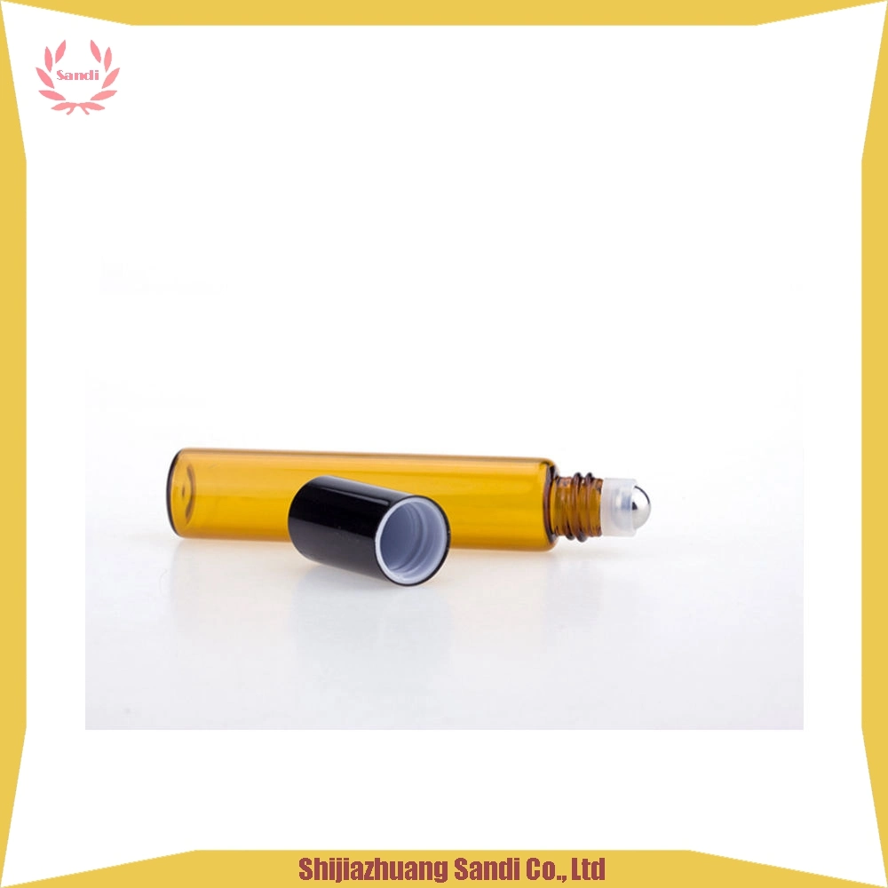 10 Ml Amber Glass Roll on Perfume Bottle with Stainless Steel Roller