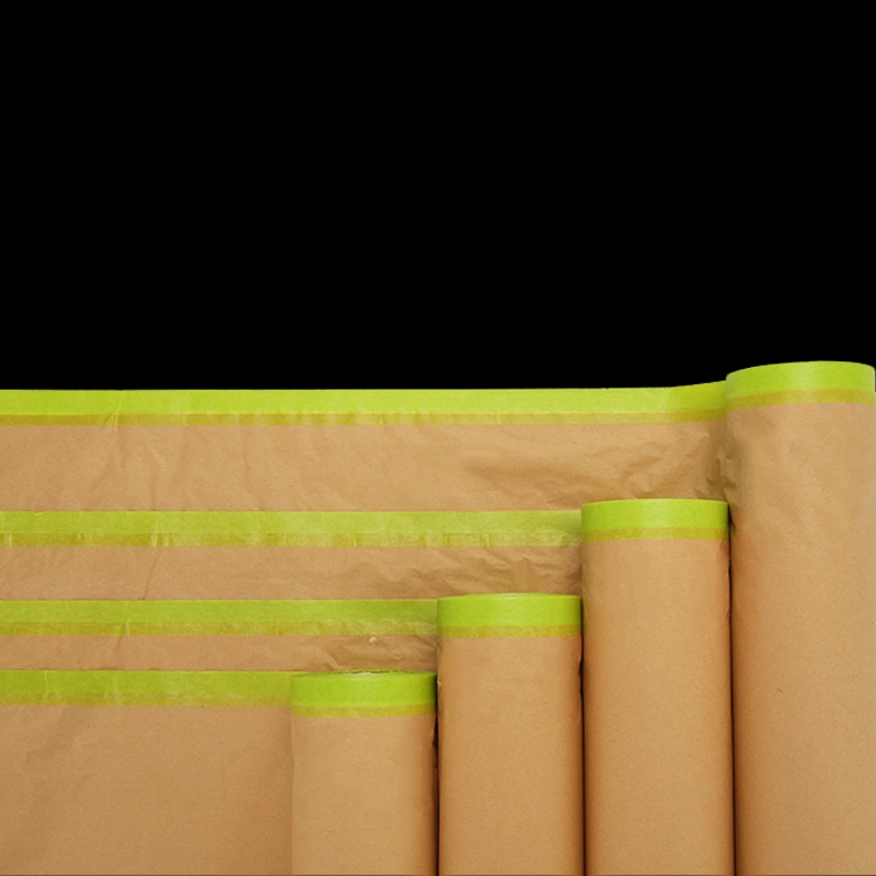 Car Paint Masking Paper Kraft Paper Masking Film Pre Taped Brown Kraft Paper