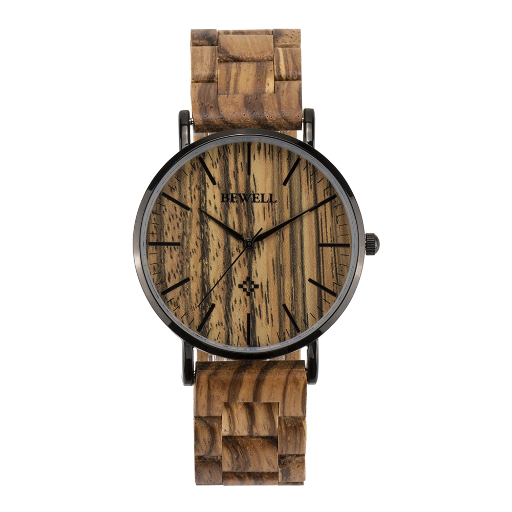 Reloj de pulsera de madera de acero inoxidable con logotipo personalizado al por mayor de relojes de cuarzo de alta calidad para hombres.