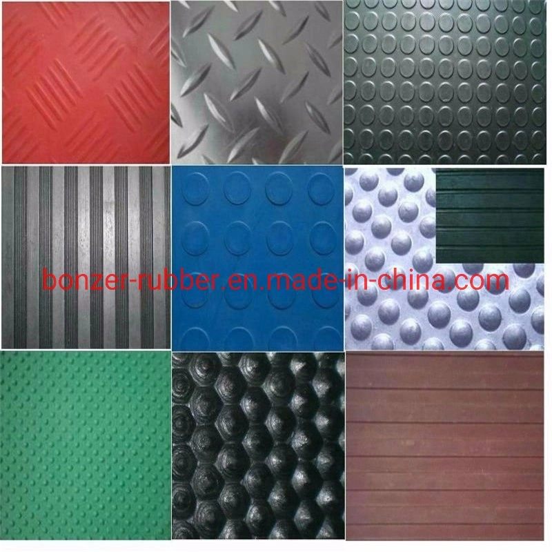 3-8 mm Non-Slip Anti-Slip Rubber Tile Coin/Diamond/ Orange Peel/Wide/Fine Ribbed Pattern Rubber Sheet