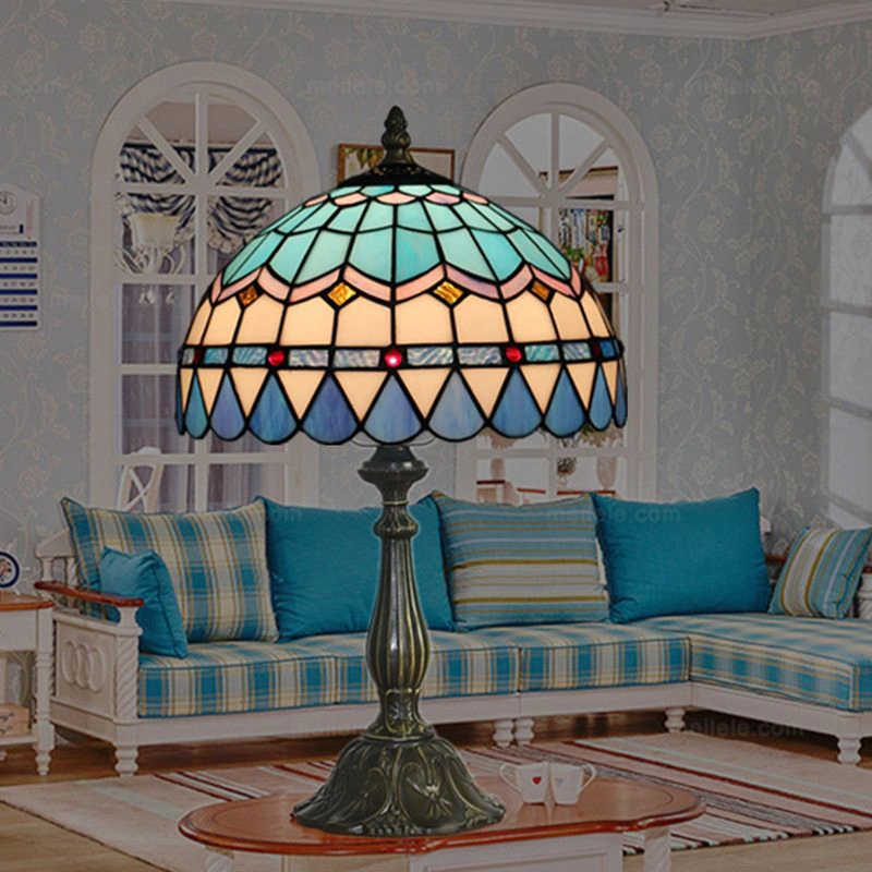 30cm Tiffany Table Lamp European Bedroom Bedside Light E27 Retro Decorative Stained Glass Lamp (WH-TTB-76)