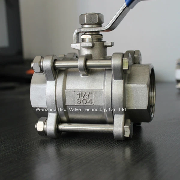 Dico Gas Oil Water 1000psi Full Bure CF8/CF8m/Wcb Bsp BSPT End 3PC Ball Valve