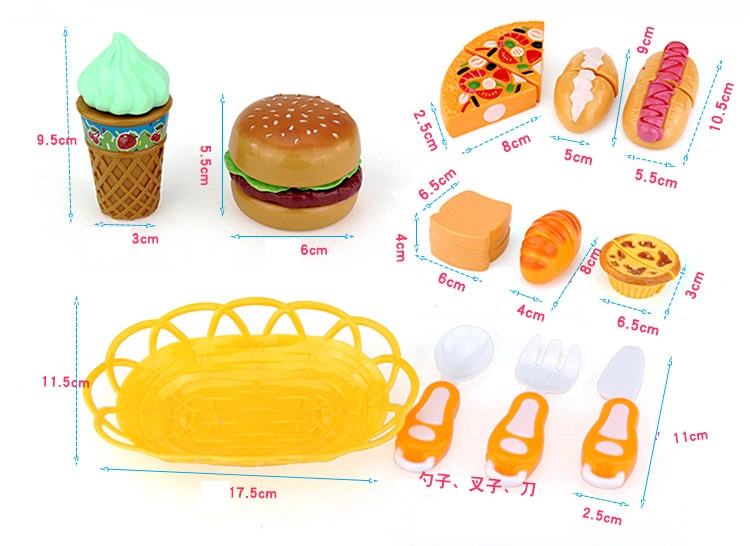 Kitchen Cutting Toys Pizza Hamburger Bread Fast Food Pretend Play Plastic Miniature Food Girls Kids Education Toy Gift