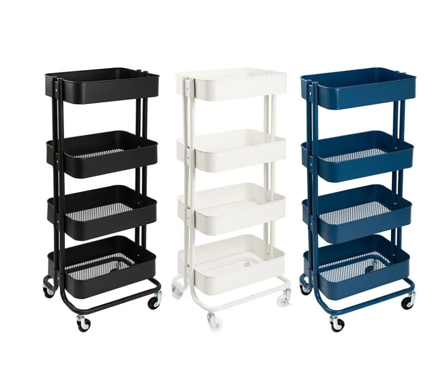 4-Tier Metal Rolling Moving Storage Cart Kitchen Home Trolley