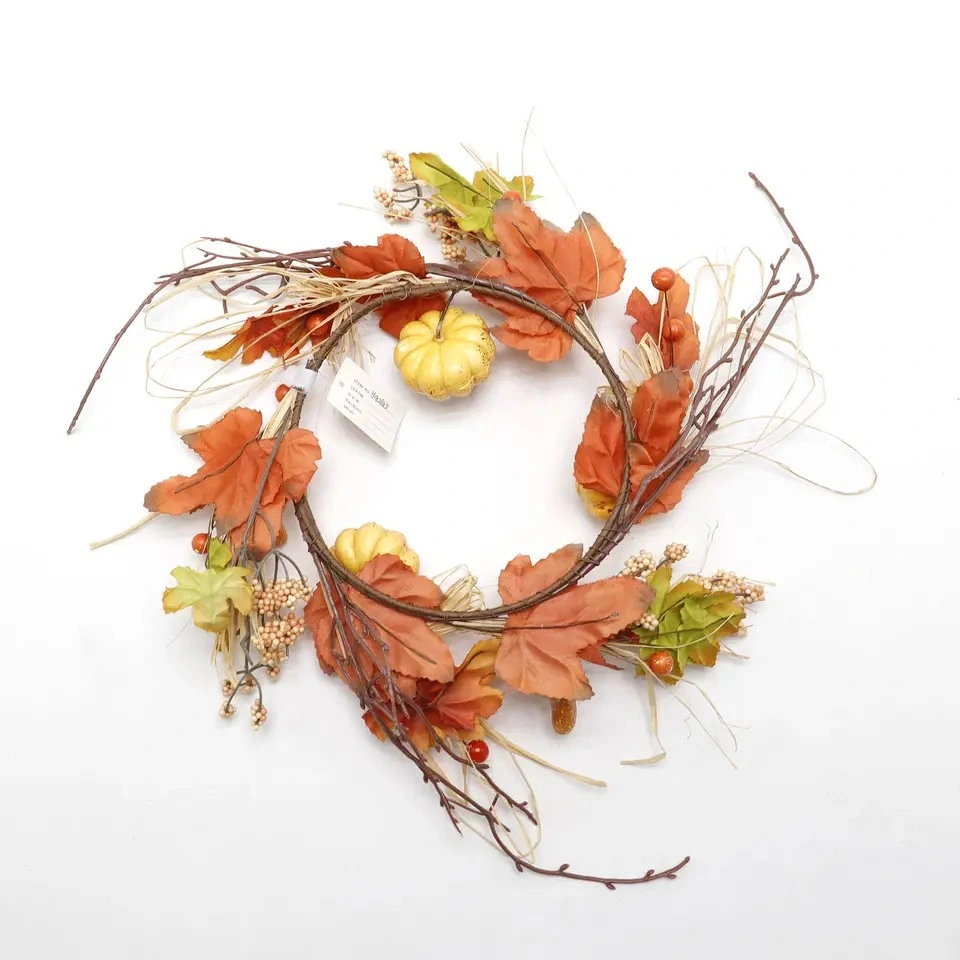 Calabaza Maple Leaf Autumn Decoration Wreath Arce Artificial Thanksgiving Decoration Corona