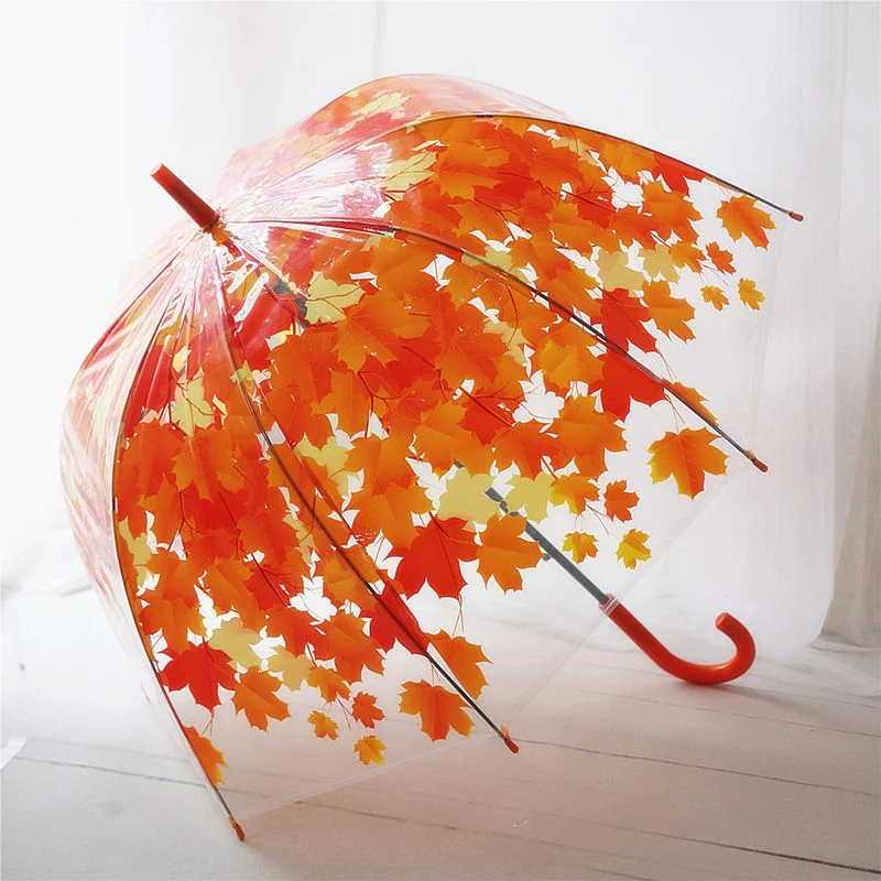 Fancy Eye-Catching Stylish Clear Vibrant Tone-to-Tone Printed Dome-Shaped Transparent PVC Umbrella