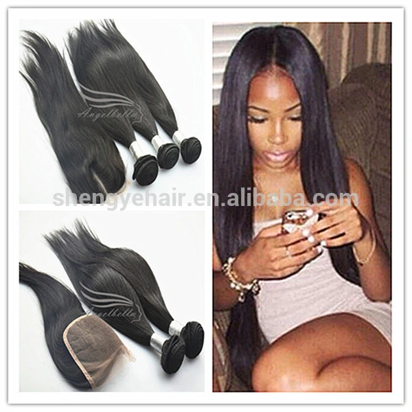 Angelbella Free Parting Bleached Knots Grade 5A Brazilian Closure Piece Straight Hair 4*4 Lace Closure Glue