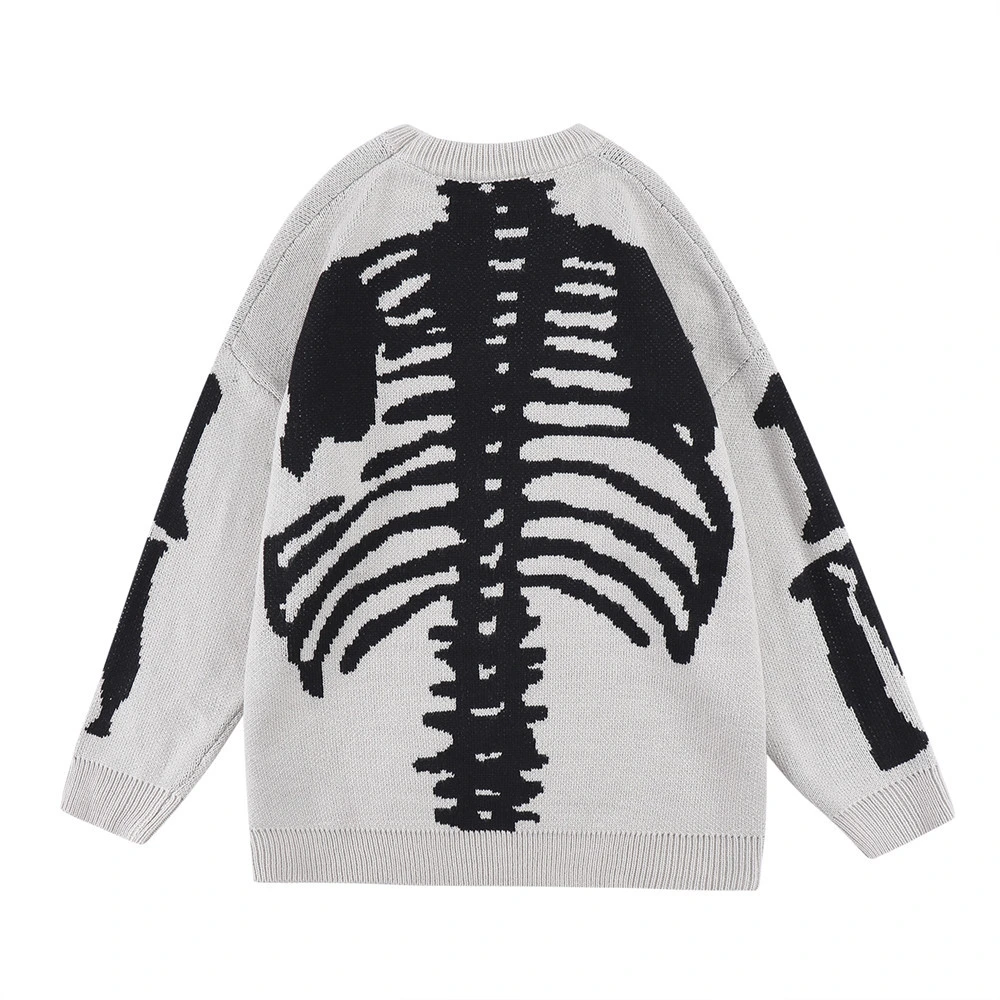 Customized Skeleton Jacquard Knit Pullover Men's Ins Hip Hop Street Fashion Personalized Loose Knitted Sweater/Sweaters