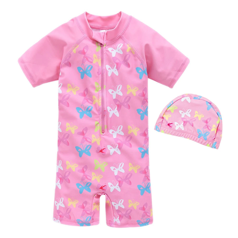 Girl&prime; S Long Sleeve Upf 50+ Sun Protection Swimwear Kids Beachwear with Front Zipper