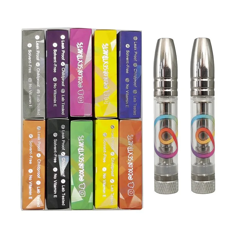 Silber Farben Zerstäuber leer 0,8ml Keramik Spulen Vape Patronen Verpackung Dicker Öldampfer Aus Glasbehälter