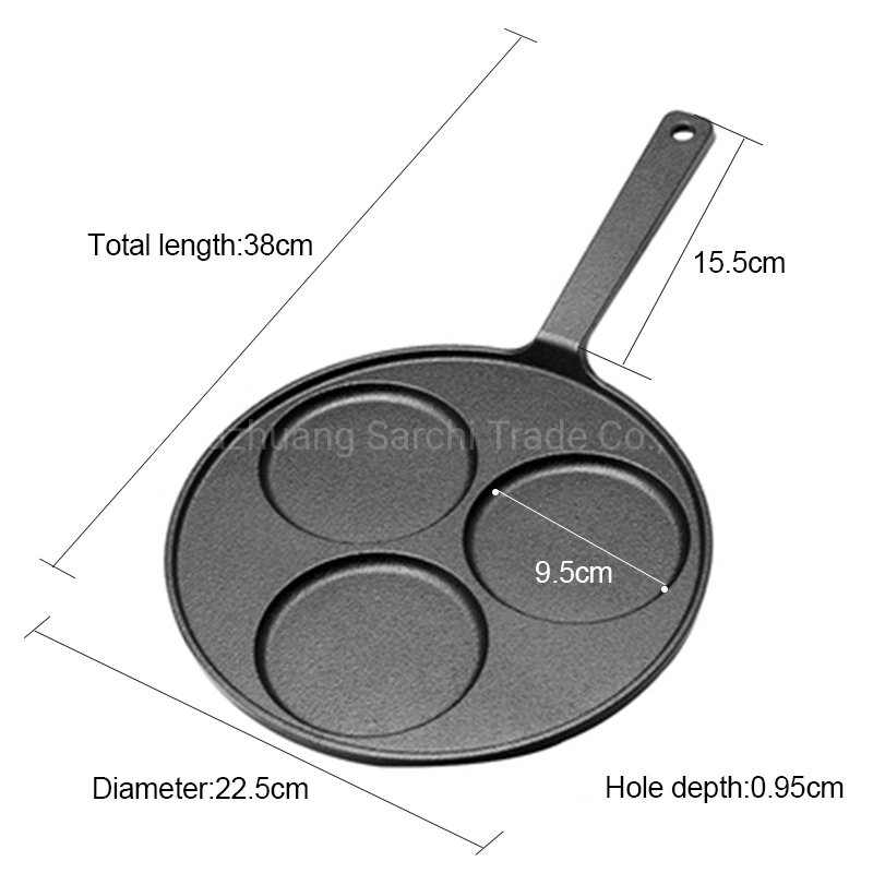 Home Breakfast Cast Iron Round Baking Pan 3 Hole Silver Dollar Pancakes Pan