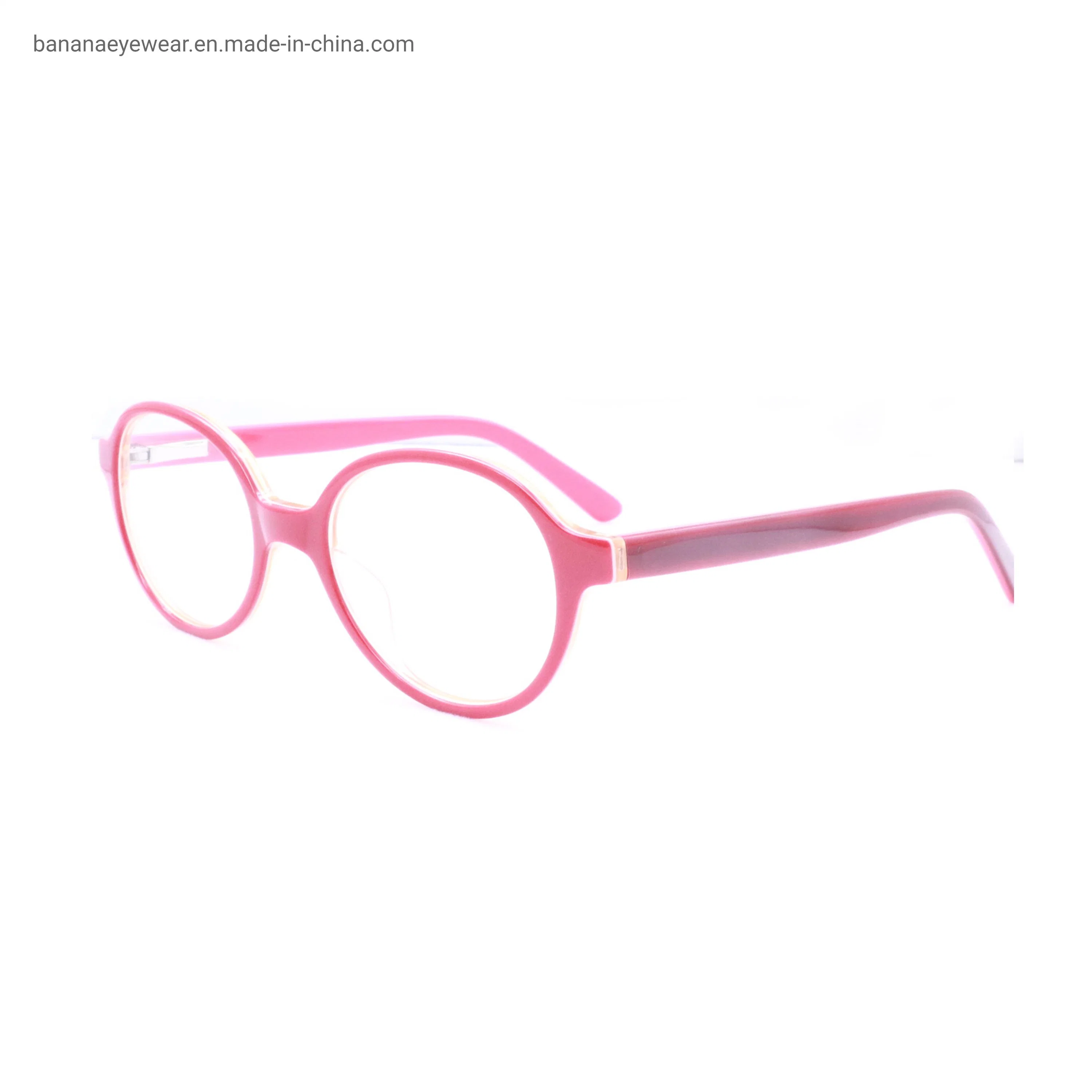 Ready to Ship Retro Round Acetate Anti-Blue Light Lens Kids Eyeglasses Frames