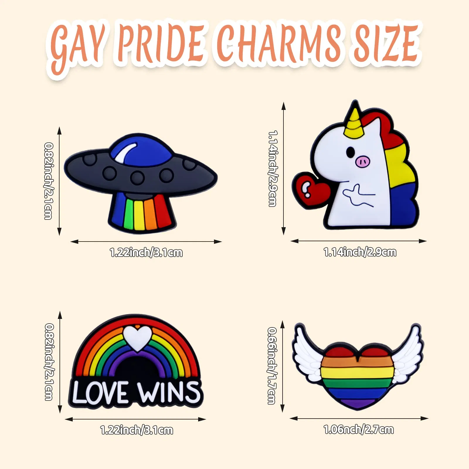 Different Shoe Charms for Croc, Shoe Decorations Pins Accessories Lgbt Rainbow Pride