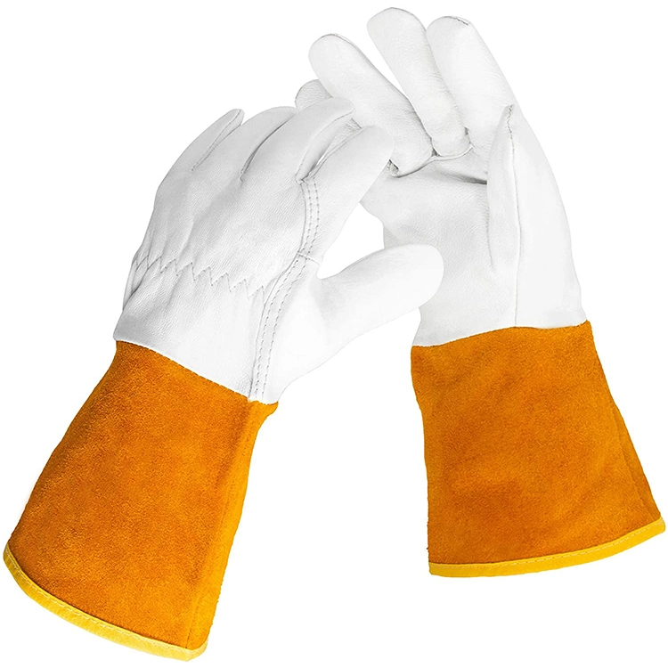 Length Cowhide Split Leather Goatskin MIG TIG Welder Welding Gloves with BBQ