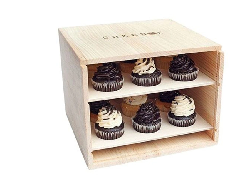 Eco-Friendly Wooden/Wood Box with Leather Handle for Gift/Cakes/Food/Cookie Packing/Storage