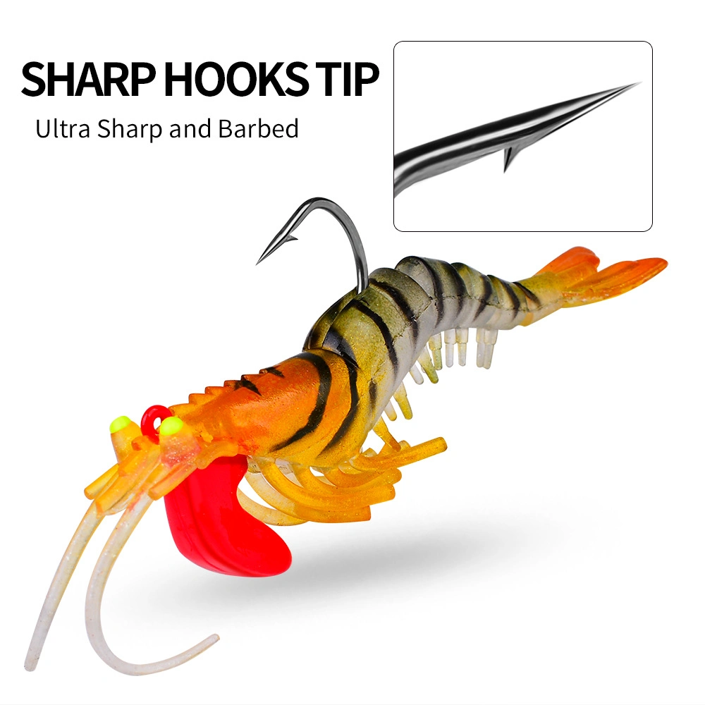 Lure Bait with Lead Hook Luminous Shrimp Five Section Soft Shrimp, Segmented Shrimp, Bait Lure Soft Bait