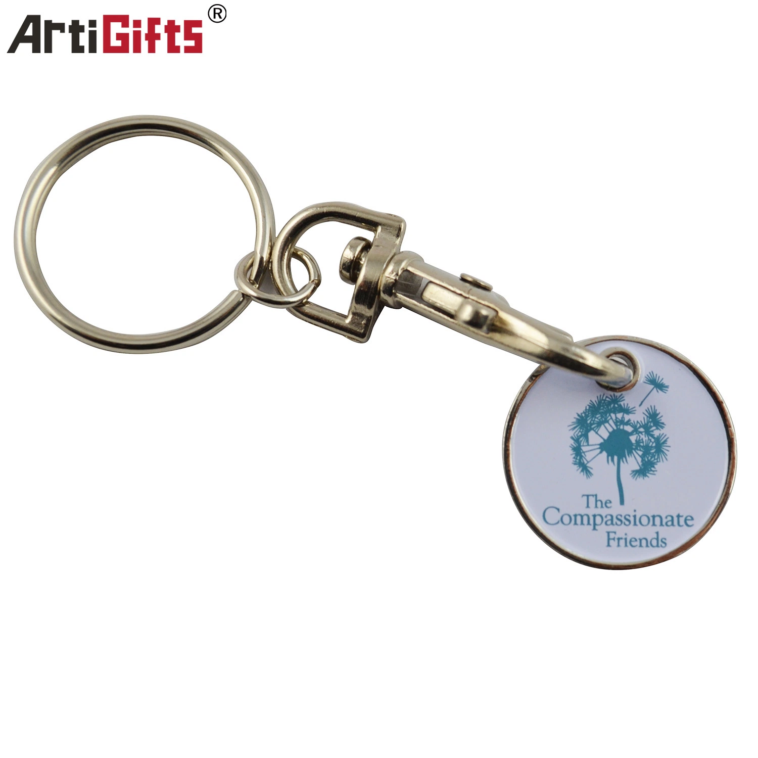 Supermarket Shopping Zinc Alloy Soft Enamel Coin Holder Metal Keychain