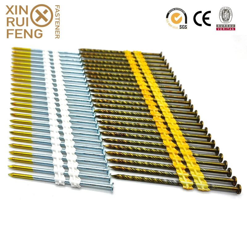 Xinruifeng Fastener Factory Supply HDG Mg Painted 21 Degree Framing Collated Plastic Strip Nails