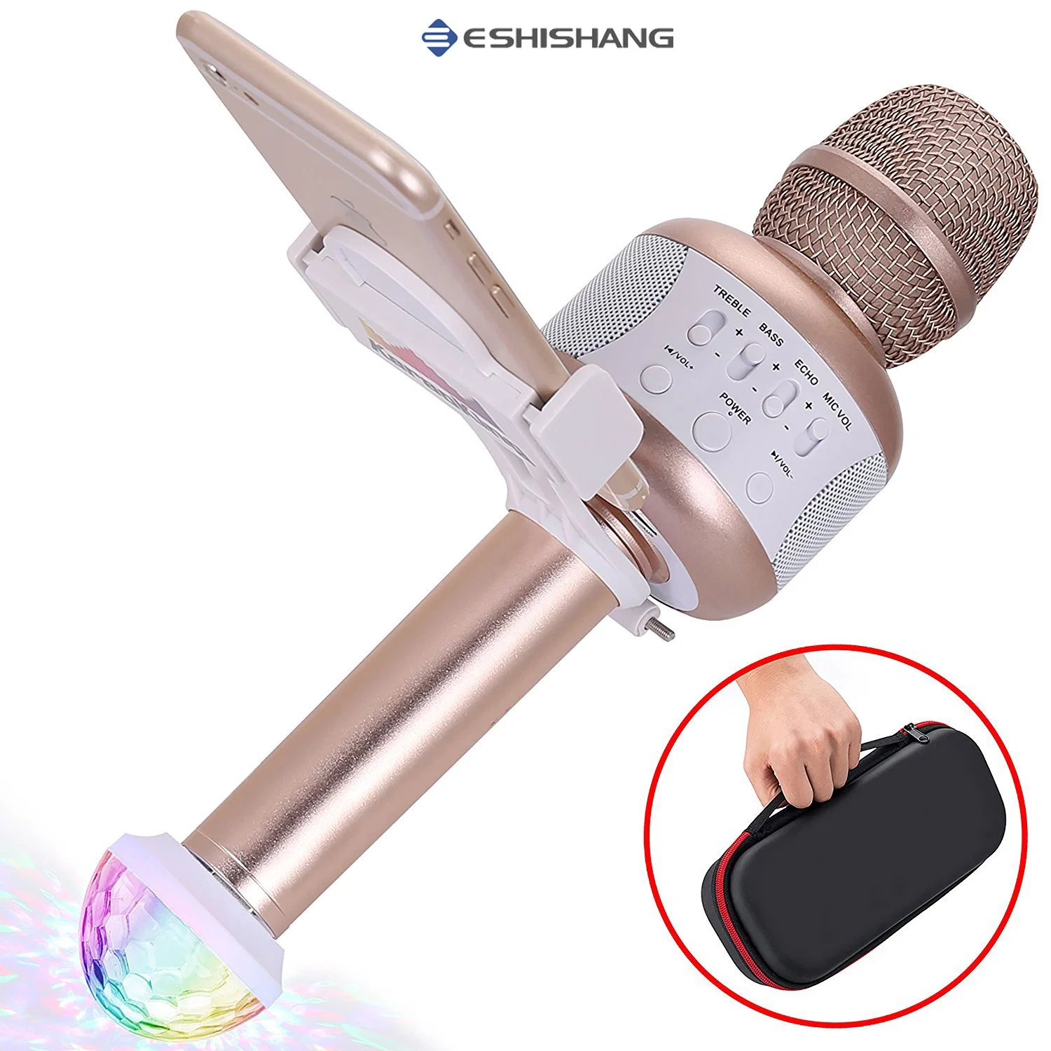 E106 Karaoke Microphone, Support USB MP3 and USB Disco Light