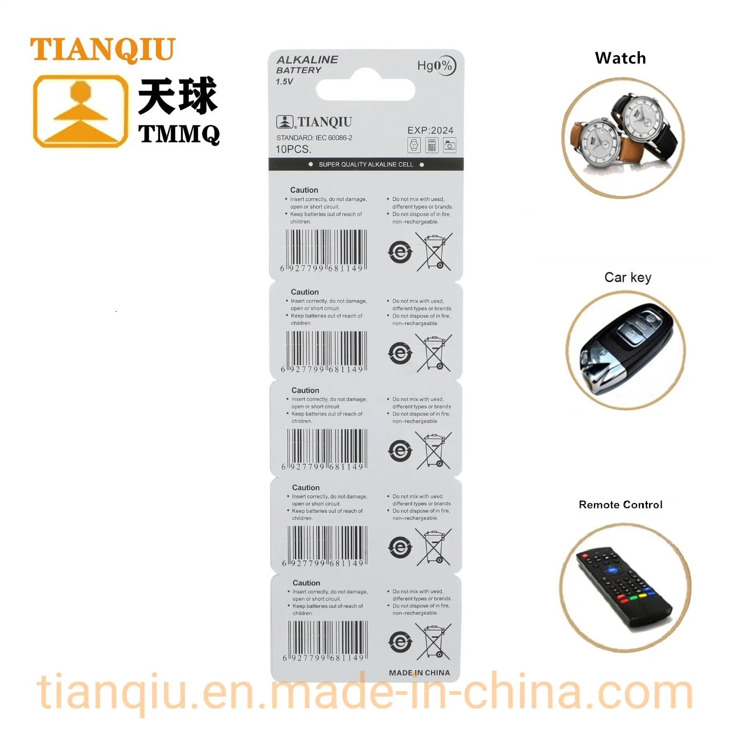 Tianqiu AG0 Button Cell 1.5V Dry Watch Battery Lr521 Alkaline Battery Factory