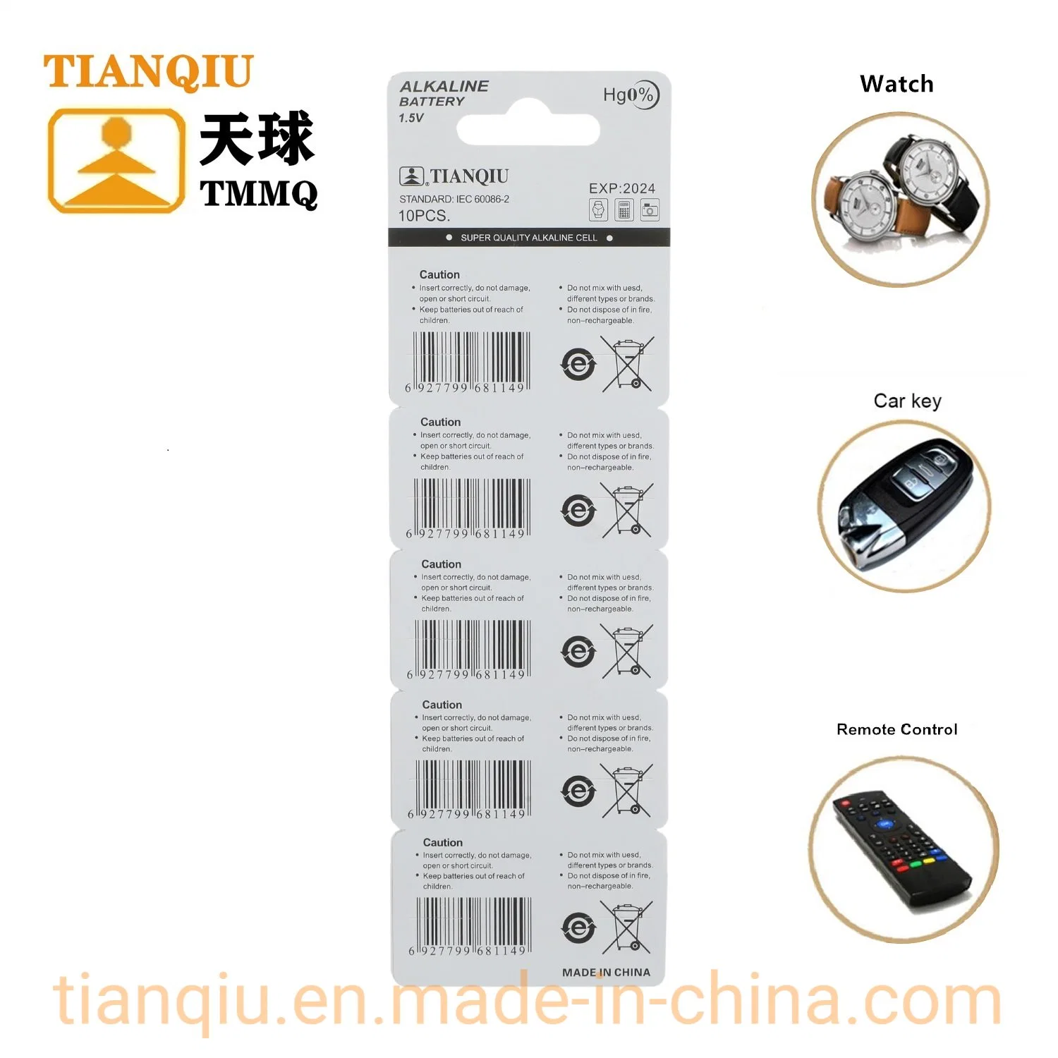 Tianqiu AG0 Pilha tipo botão 1,5V bateria de relógio LR521 Bateria alcalina seca superior preço de fábrica da bateria Reloj Pilas Baterias