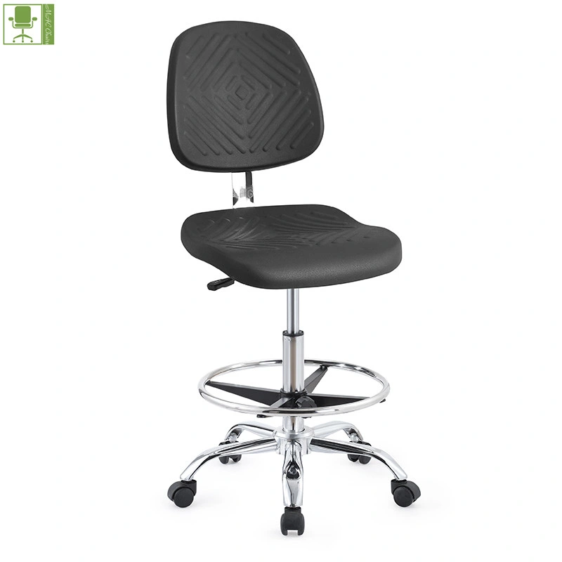 Cleanroom PU Industrial Computer ESD Lab Stool Chairs with Footrest